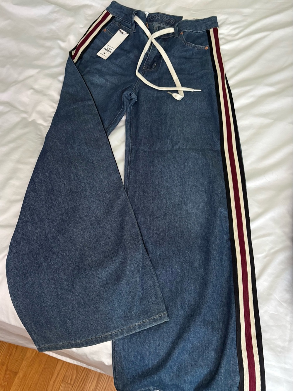 Women’s Blue Denim Jeggings with Side Stripe